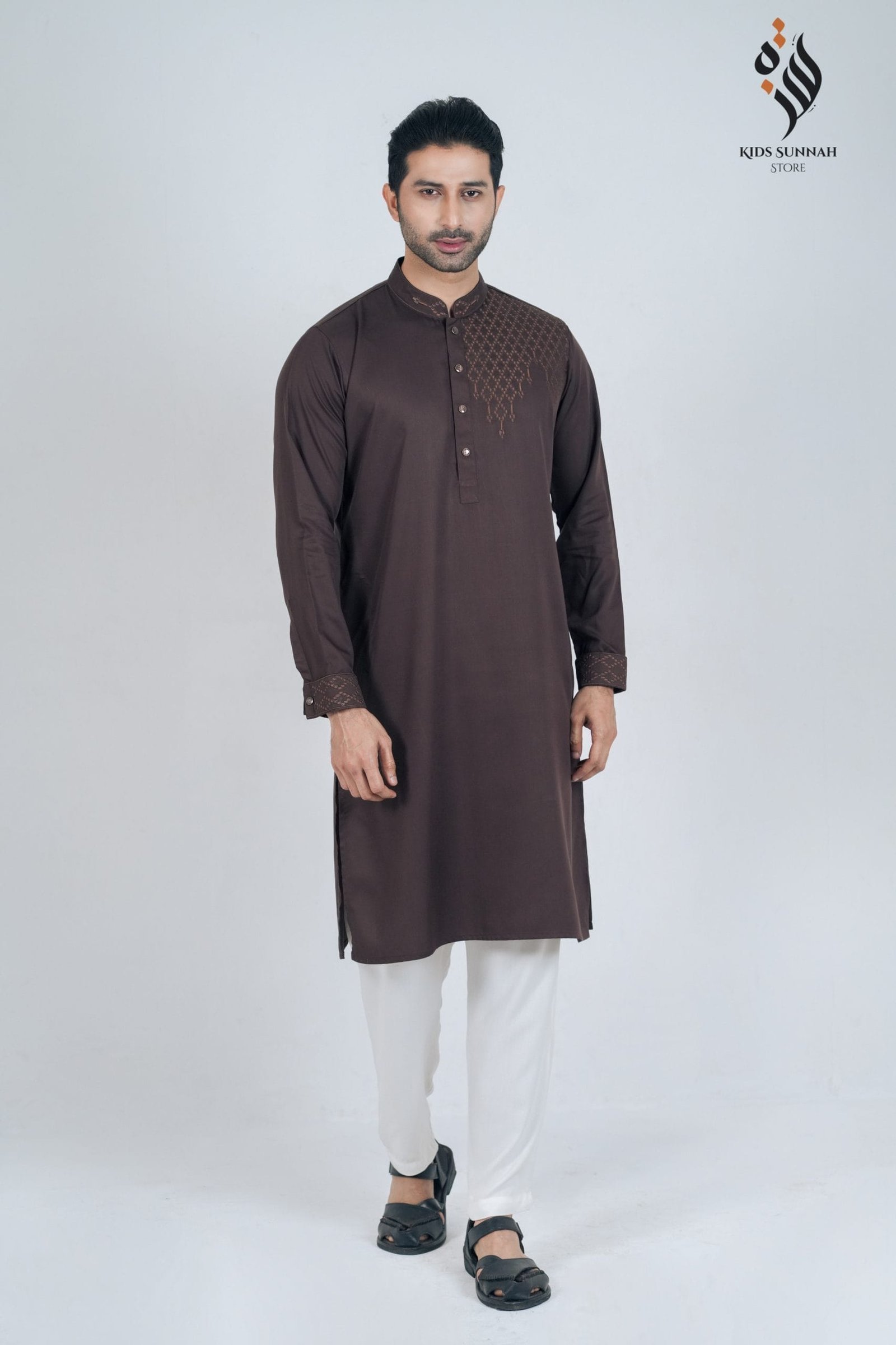 3E222F22-56F8-494E-9CCE-6C6DA21C6CDC-scaled-1.jpeg Men Impressive Chocolate Delight Panjabi - Image 1