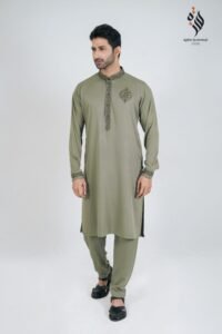 Men’s Gorgeous Royal Olive Essence Panjabi Set