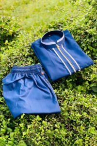 Little Ameer – Navy Blue Jubba & Pajama Set - Image 2